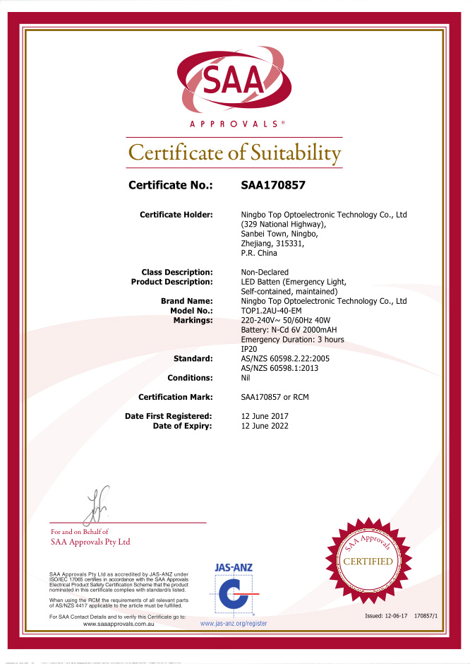 Certificate ND 170857 s